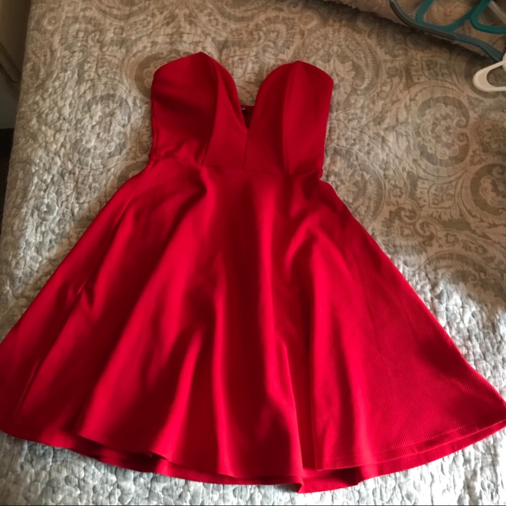 Lulus red deep v formal dress